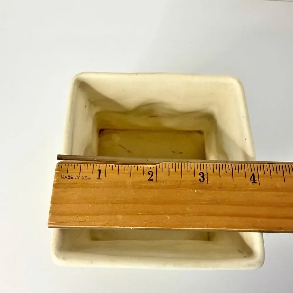 Vintage Weller Pottery Roma Medallion Square Planter Cream Cameo Medallion